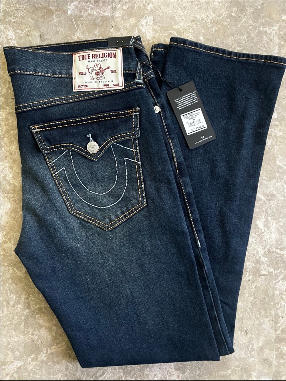 NWT True Religion Ricky Big T Flap Straight Jeans 34x34